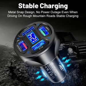 ที่ชาร์จในรถยนต์แบบเร็ว 4 พอร์ต QC3.0 66W พร้อมไฟ LED แสดงผล ชาร์จเร็วสำหรับโทรศัพท์มือถือ ที่ชาร์จ USB ในรถยนต์ - Product Image 4