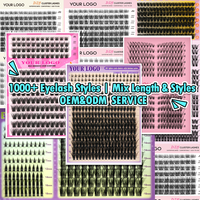 Kit de cils en grappe personnalisé avec logo, prix d'usine, courbure C, auto-greffe, effet yeux de chat, segments pré-coupés, ensembles de cils DIY