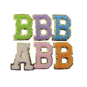 Direct Factory Wholesale Custom Colorful 6CM Chenille Letter <strong>Glitter</strong> <strong>Patch</strong> Ready to Ship A-Z All Letter Iron on Towel <strong>Patch</strong> - Product Image 2