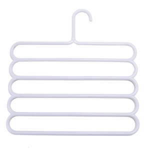 Multifunctional Five Layer Trouser Rack Grayish White Plastic Hook Type Wardrobe Organizer For Pants Ties Scarves Storage - Product Image 5