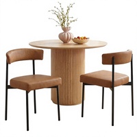 Ensemble de 2 chaises de salle à manger GrandNoor en similicuir marron, sans accoudoirs, rembourrées, modernes, pour salle à manger, cuisine, chaises courbes, meubles de maison