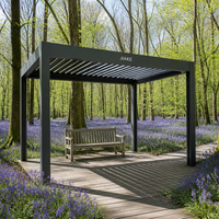 Pergola en aluminium Jiake 6063-T5 avec toit à lames motorisées pour terrasse en bois Bluebell, jardin, patio, espace extérieur, gazebo, pavillon
