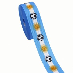 Wholesale Sporty 1.6cm/2.5cm Multi-Length Soccer Country Flag Grosgrain Ribbon <b>Glitter</b> High Tenacity for Team Fan Gear - Product Image 5