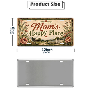 Letrero Metálico Estilo Placa de Matrícula Vintage para Granja, Decoración de Pared Floral para Cabaña, 'Lugar Feliz de Mamá', 'Bienvenido a Casa' - Product Image 2