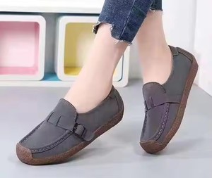 Zapatos planos de cuero genuino para mujer, 35-47 talla grande, zapatos náuticos de invierno con correa abierta sin cordones - Product Image 4