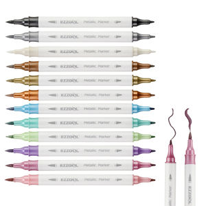Hot Sale 24 Colors Double Head Fiber Tip Metallic Marker for <b>Writing</b> Painting Coloring Calligraphy - Product Image 6