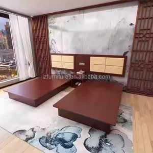 Modern Hotel Bedroom Furniture <b>Set</b> Twin <b>Single</b> Double <b>Bed</b> with Upholstered Headboard Nightstand For Economy Chain Hotel Room - Product Image 4