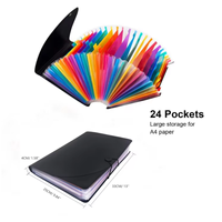Carpeta de Archivos Expandible de 24 Bolsillos con Cubierta - Organizador de Archivos Expandible de Plástico Grande Tipo Arcoíris, Carpeta Acordeón Autoportante