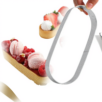 Cetakan Kue Oval Tinggi dari Stainless Steel dengan Lubang, untuk Kue Prancis, Kue Jagung & Beras, DIY - Promo!