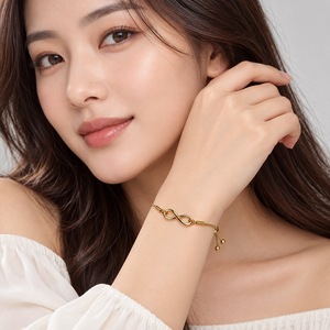 สร้อยข้อมืออินฟินิตี้สไลเดอร์ สแตนเลสสตีล ชุบทอง 14K ด้วยระบบสุญญากาศ ขนาด 22.5 มม. ลายอินฟินิตี้ น้ำหนัก 3.4 กรัม - Product Image 5
