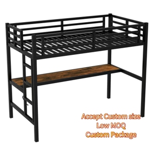 Cama Alta Moderna que Ahorra Espacio con Escritorio, Carga USB, Estructura Metálica Resistente, Luz LED, Almacenamiento, para Dormitorio de Niños, Adolescentes, Habitación de Estudiantes, CPC - Product Image 4
