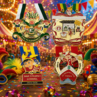 Maßgefertigte Karnevals-Metallmedaille, Emailliert, Vergoldet, Verzierte Narren-Medaille, Festival Deutschland Belgien Gedenkveranstaltung Auszeichnung 3D Zinklegierung