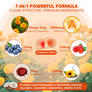 OEM şekersiz Lutein zeaksantin Gummies vitamin A, C, E, yabanmersini, Astaxanthin hindistan cevizi yağı ile görme sağlığı için - Product Image 5