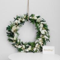 Couronne de fleurs préservées Lovebay faite à la main, longue durée, en fleurs naturelles, pour porte d'entrée, mur, mariage, Noël, Thanksgiving