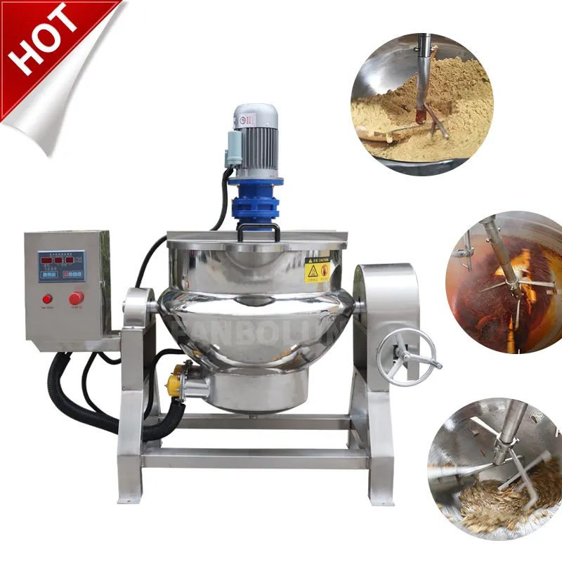 100 ~ 600L nghiêng thực phẩm công nghiệp nồi Nồi điện/gas/hơi nước Trọng Ấm đun nước với máy trộn