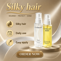 Minyak Perawatan Rambut Lodays, Memperbaiki Rambut Rusak, Kering, Mengembang, dan Kusut yang Diolah dengan Warna, Tanpa Bilas, Menghasilkan Kilau, Kondisioner Herbal dalam Botol