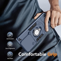 Funda Protectora para Teléfono Celular con Protector de Cámara Híbrido de TPU Suave y PC Rígido, con Anillo y Soporte, para ZTE Blade A56 4G