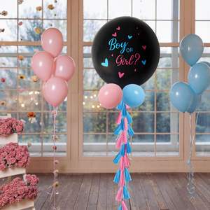 Il sesso di 36 pollici <span class=keywords><strong>gigante</strong></span> del ragazzo o della ragazza rivela i palloncini di coriandoli palloncini neri del ragazzo o della ragazza sono dotati di coriandoli rosa blu per il Baby Shower - Product Image 3