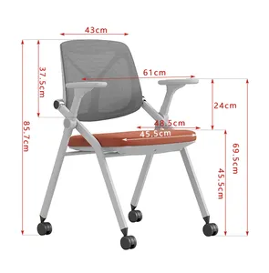 ZITAI High Quality Factory Flip Staff Conference Chair Stackable Modern Folding Training Chair With Arm Rests