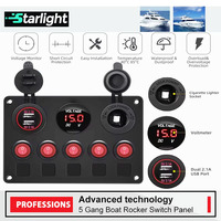 Panneau de commutation 5 voies pour camping-car, étanche IP65, avec voltmètre USB 4.2A, allume-cigare 12V 24V pour bateau, marine, caravane