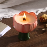 Lilin Aromaterapi Keramik Bentuk Tulip Elegan, Campuran Lilin Kedelai Alami, Dekorasi Pewangi Rumah, Hadiah untuk Pernikahan dan Peresmian Rumah