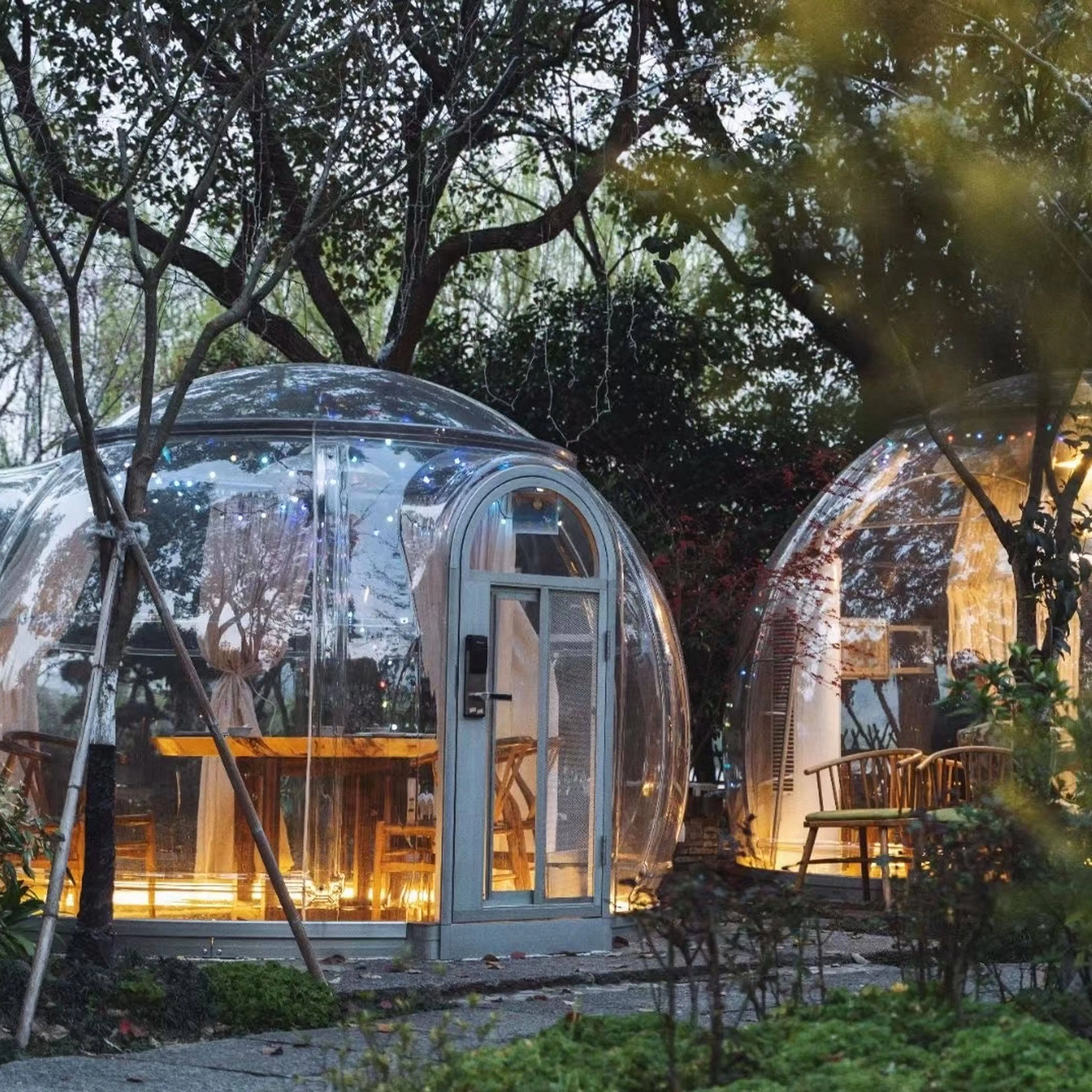 Full House Outdoor Polycarbonate Glass Garden Geodesic Aluminium Exhibition Tents Large Dome Prefab House For Sale