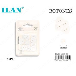 Bottoni Bianchi Ilan 20Mm 2 Fori 12 Pezzi Per Cucito - Product Image 3