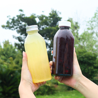 Bouteilles en plastique PET de 500 ml (16 oz) pour jus et boissons, avec couvercle inviolable, carrées, sérigraphiées, vente en gros