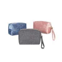 Pochette de maquillage et trousse de toilette de luxe personnalisées avec logo, fermeture éclair en velours miniature, pour les voyages