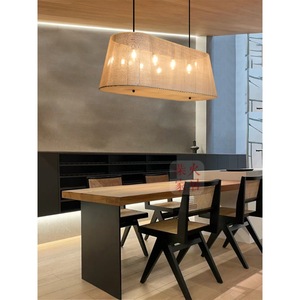 Lustre rectangulaire de style japonais E27 à LED pour salon de thé, bar, restaurant, hôtel, café, éclairage décoratif - Product Image 1