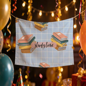 90x150cm <strong>Books</strong> <strong>on</strong> a Blue Plaid <strong>Flag</strong> Warm Every Space - Cafe, Bar, Home and Party Ready - Product Image 5