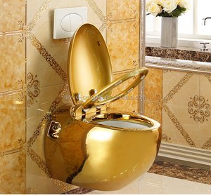 <span class=keywords><strong>WC</strong></span> <span class=keywords><strong>suspendu</strong></span> de style occidental, électroplaqué, en céramique, forme d'œuf, doré, <span class=keywords><strong>WC</strong></span> mural - Product Image 6