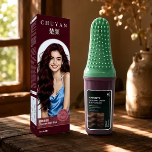 Crema de Coloración Capilar Personalizada OEM, Rojo Vino Borgoña, 200 ml, Botella con Peine, Nutritiva, Control del Frizz, Popular - Product Image 1