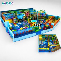Equipo de Juego Infantil Comercial con Temática Oceánica, Toboganes de Madera para Niños, Área de Juegos Interior de Plástico