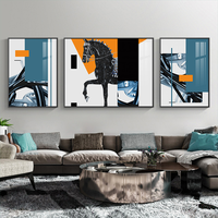 Haute qualité abstrait 3 panneau peinture doré abstrait cristal porcelaine peinture Art ensembles pour salon mur décor