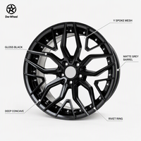 Jantes rivetées DW Y Spoke 18 20 21 22 pouces Noir brillant Concave profond Adaptées pour BMW M3 M4 Taille personnalisée Ajustement personnalisé Fabriqué sur commande