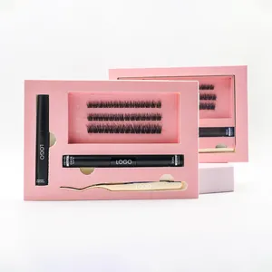 Customized Wholesale Faux Mink Cluster Segment Lash Clusters Trays With Bond And Seal Eyelash Extension Diy Lashes Segmented Kit