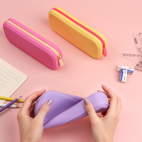 Lot de trousses à crayons en silicone imperméables de qualité supérieure pour l'impression de sacs de papeterie avec logo, grande capacité
