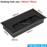 Pasacables de Aleación de Aluminio de 160 mm, Organizador de Cables para Escritorio de Oficina, Pasacables Rectangular para Mesa de Computadora
