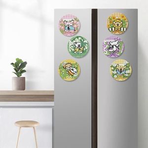 Imán de Refrigerador Redondo de Cerámica con Diseño de Oso de Dibujos Animados, Impresión UV, Imán de Refrigerador Personalizable, Imán de Refrigerador de Cerámica en Blanco para Sublimación - Product Image 2