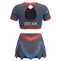 Uniformes de Porristas de Alta Calidad para Mujeres y Niñas, Conjuntos para Competencia Escolar, Tops con Diseño de Diamantes Brillantes, Spandex/Poliéster