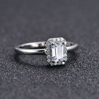 Cincin Perak Sterling 925 Potongan Emerald Halo 4 Warna Set CZ Pave Wanita Elegan Perhiasan Pengantin Berkualitas Grosir Lot Partai Besar