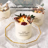 Bougie parfumée en cire de soja avec fleurs séchées, en pot de verre, 45H, aromathérapie, décoration d'intérieur, cadeau de mariage