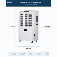 Déshumidificateur industriel électrique automatique haute efficacité 60L/D, système de séchage d'air pour entrepôt commercial, affichage numérique de l'humidité