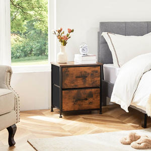 Usine en gros personnalisé cadre en métal 2 tiroirs commode poitrine avec dessus en bois chambre étagère de rangement commode unité de rangement - Product Image 2