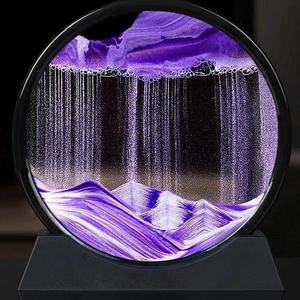Sable <span class=keywords><strong>dynamique</strong></span> de haute qualité, art liquide, paysage de montagne 3D en verre rond, horloge de sable pour la décoration de la maison, du bureau ou du bureau à domicile - Product Image 4