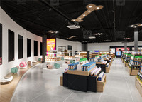 Étagères de présentation d'accessoires d'animalerie Littlest personnalisées meubles pour aliments pour animaux de compagnie décoration de luminaire de magasin de détail conception d'affichage d'animalerie