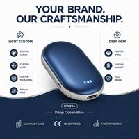 Calentador de Manos Eléctrico con Banco de Energía de 5200mAh 35-48 ° Calentador Inteligente C Smart Temp de Doble Cara, Recargable por USB-C en 5 Segundos, de Aluminio, OEM