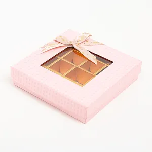 الإبداعية عيد الحب القوس هدية مربع علبة شيكولاتة مع نافذة شفافة