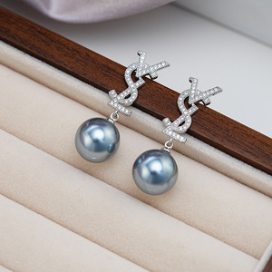 Boucles d'oreilles pendantes en perles plaquées or 18 carats avec cristaux, style coréen, <span class=keywords><strong>marque</strong></span> VSL, pour femmes - Product Image 3